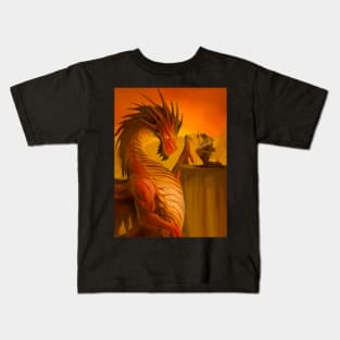 Fantasy Dragon and Knight Art Kids T-Shirt